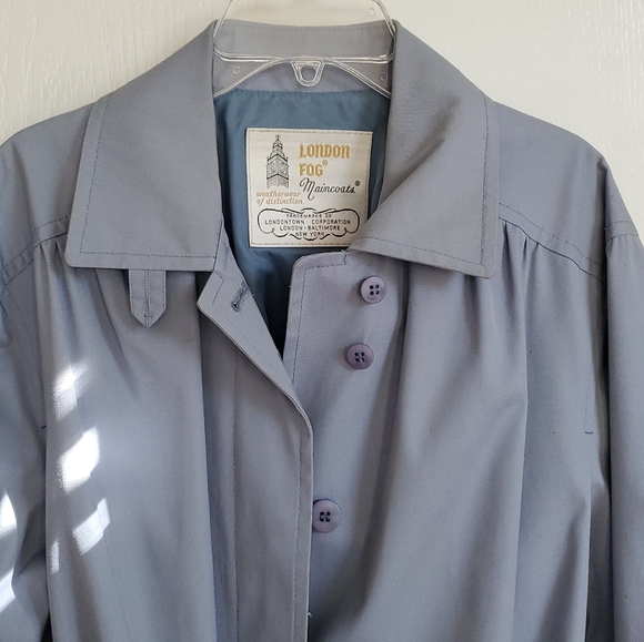 VINTAGE LONDON FOG POWDER BLUE TRENCH COAT 12P - Picture 6 of 8